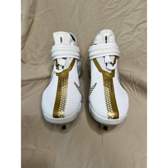 Nike Force Zoom Trout 7 Mens 7.5 Gold White Mid Metal Baseball Cleats Air Spikes - Picture 6 of 10